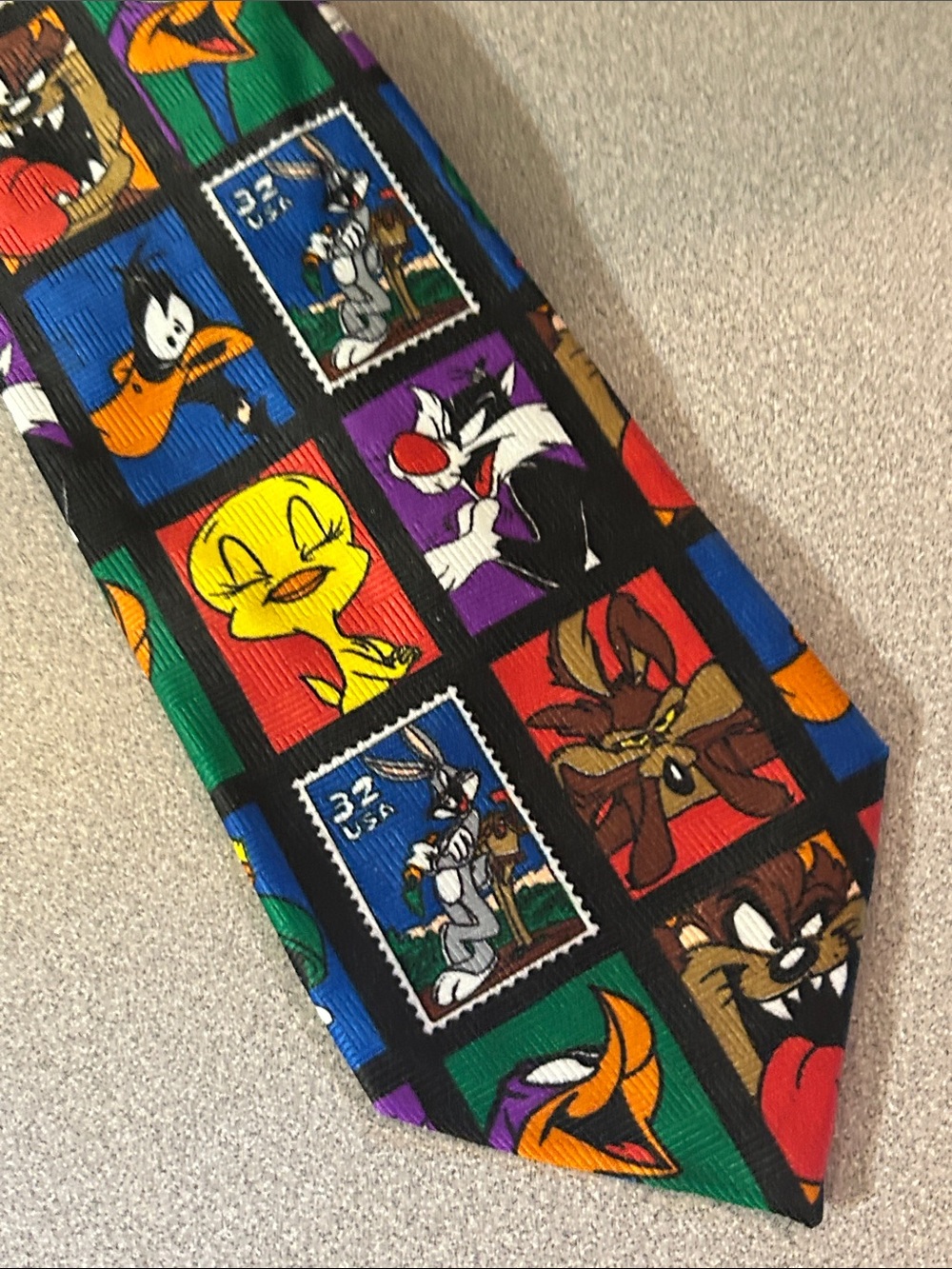 Looney Tunes Character Stamp Print Tie